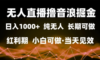 mp24548期-无人直播撸音浪掘金，日入1k+，纯无人红利期，小白可做，当天见效