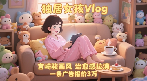 mp25234期-单个账号涨粉71W！用AI制作独居女孩Vlog，宫崎骏画风，治愈感拉满，一条广告报价3W