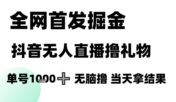 mp25653期-全网首发掘金抖音无人直播撸礼物，单号1k +无脑撸，当天拿结果
