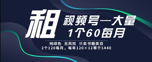 mp25655期-租视频号，一个60每月，2个120.纯绿色、无风险，常年租