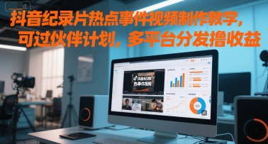 mp25926期-抖音纪录片热点事件视频制作教学，可过伙伴计划，多平台分发撸收益