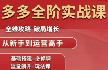 mp26421期-拼多多全阶实战课程，全维攻略，破局增长，从新手到运营高手