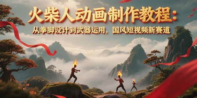 fy14896期-火柴人动画制作教程：从拳脚设计到武器运用，国风短视频新赛道