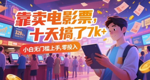 mp27251期-靠卖电影票，十天搞了7k+，小白无门槛上手，零投入