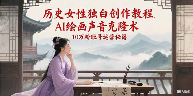 fy14969期-历史女性独白创作教程，AI绘画声音克隆术，10万粉账号运营秘籍