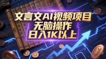 mp27322期-文言文AI视频项目，无脑操作，日入1K以上
