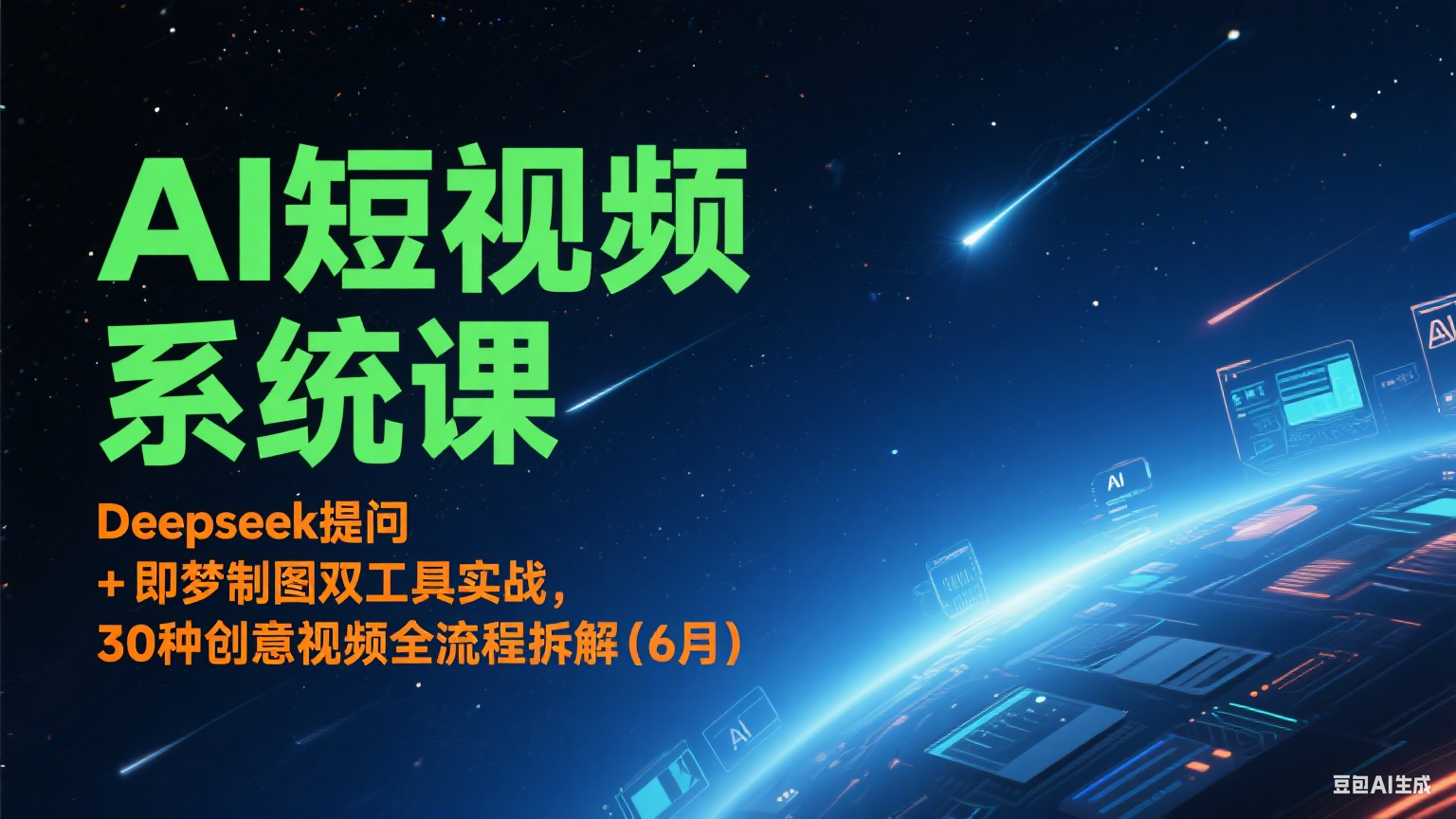 fy15040期-AI短视频系统课：Deepseek提问 + 即梦制图双工具实战，30种创意视频全流程拆解(6月)