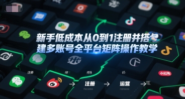 mp27550期-新手低成本从0到1注册并搭建多账号全平台矩阵操作教学，手机号-邮箱-IP-工具