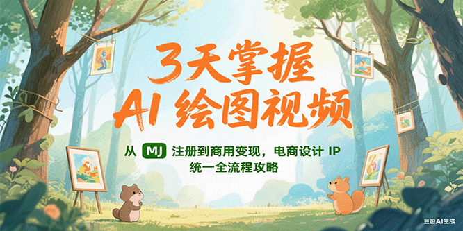 fy15126期-3天掌握AI绘图视频，从MJ 注册到商用变现，电商设计IP统一全流程攻略