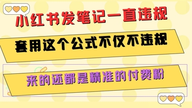 mp28446期-小红书发笔记一直违规，套用这个公式不仅不违规，来的还都是精准的付费粉