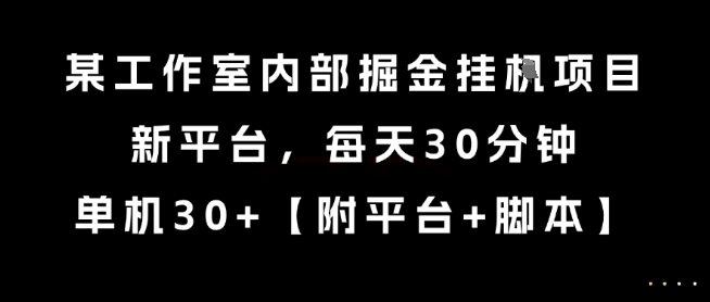 mp28450期-某工作室内部掘金挂G项目，新平台，每天30分钟，单机30+