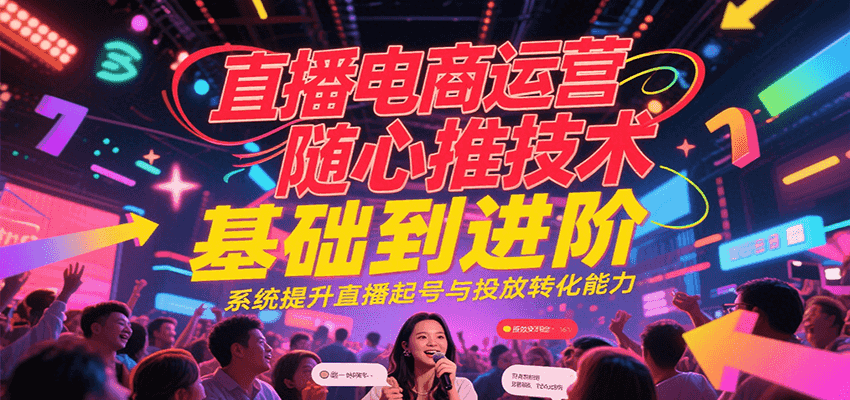 fy15337期-直播电商运营随心推投放技术基础到进阶，系统提升直播起号与投放转化能力
