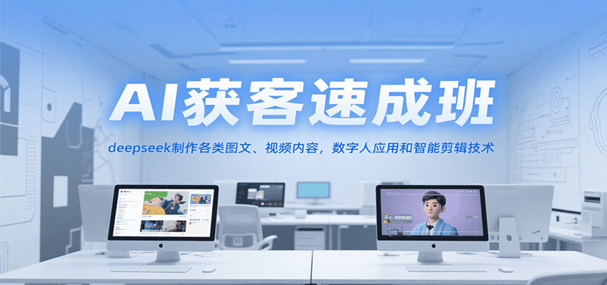 fy15347期-AI获客速成班，deepseek制作各类图文、视频内容，数字人应用和智能剪辑技术