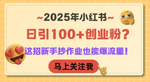 mp28778期-2025年小红书日引100+创业粉？这招新手抄作业也能爆流量！