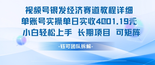 mp29091期-视频号银发经济赛道单账号实操单日实收1k+，小白轻松上手长期项目