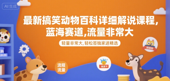 mp29330期-最新搞笑动物百科详细解说课程，蓝海赛道，流量非常大，轻松签独家进精选