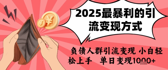 mp29694期-2025年最暴利的引流变现方式，负债人群引流变现，小白轻松上手，日入1k