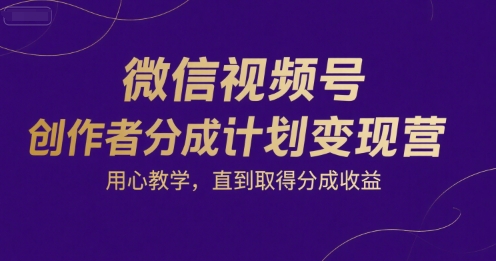 mp29759期-微信视频号创作者分成计划变现营，用心教学，直到取得分成收益