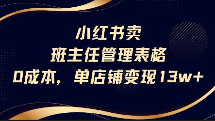 mp29764期-小红书卖班主任管理表格，0成本单店变现13w