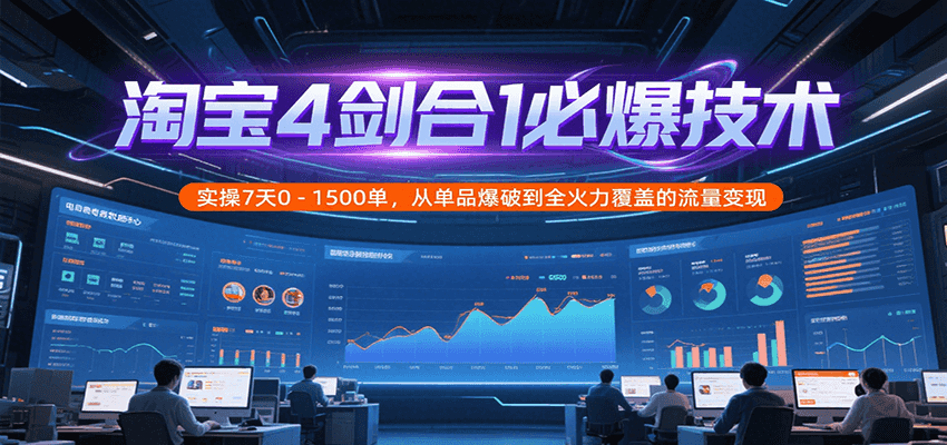 fy15749期-淘宝4剑合1必爆技术，实操7天0-1500单，从单品爆破到全火力覆盖的流量变现