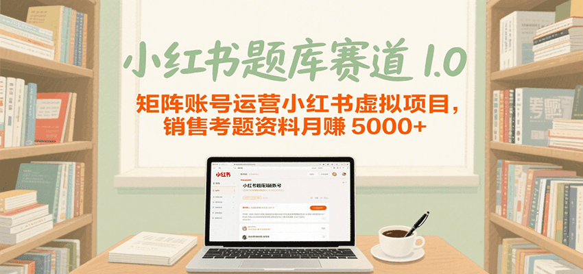 fy15751期-小红书题库赛道1.0，矩阵账号运营小红书虚拟项目，销售行业资格证考题资料月赚5000+