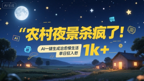 mp30193期-农村夜景杀疯了！AI一键生成治愈系慢生活，单日狂入1k+
