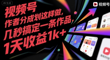 mp30199期-视频号创作者分成计划这样做，几秒搞定一条作品，1天收益1k+