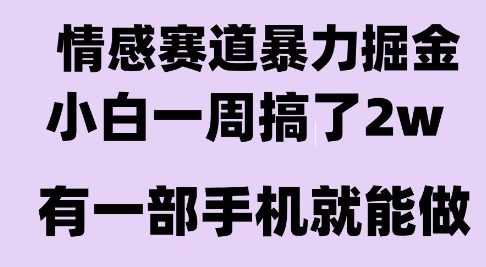 mp30328期-情感暴力掘金项目，新人操作一周挣了2W，长期稳定小白可做
