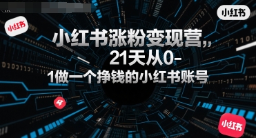 mp30331期-小红书涨粉变现营，21天从0-1做一个挣钱的小红书账号