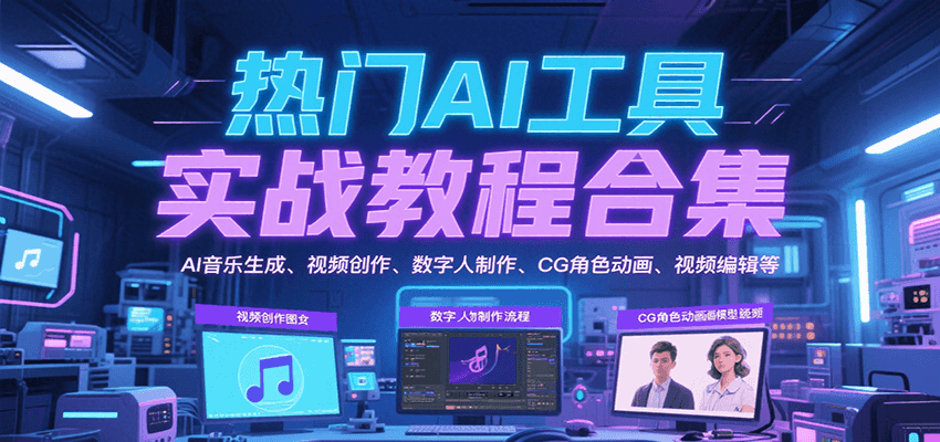 fy15845期-热门AI工具实战教程合集，AI音乐生成、视频创作、数字人制作、CG角色动画、视频编辑等