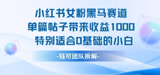 mp30648期-小红书女粉黑马赛道单篇帖子带来收益1k+，特别适合0基础的小白