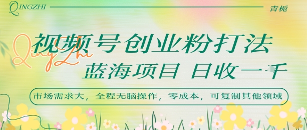 mp31081期-视频号创业粉打法，日入1k，蓝海项目，市场需求大，全程无脑操作，可复制