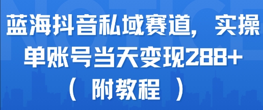 mp31083期-蓝海抖音私域赛道，实操单账号当天变现288+(附教程)