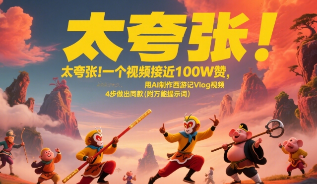 mp31092期-太夸张！一个视频接近100W赞，用AI制作西游记Vlog视频，全流程拆解来了(附万能提示词)