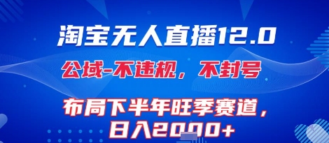 mp31228期-淘宝无人直播12.0，不封号，不违规，布局下半年旺季赛道，日入1k+(独家技术)