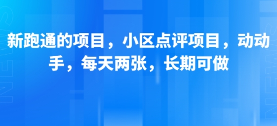 mp31287期-新跑通的项目，小区点评项目，动动手，每天两张，长期可做