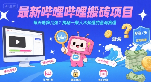 mp31400期-最新哔哩哔哩上B站搬砖项目，每天能挣几张？揭秘一般人不知道的蓝海赛道