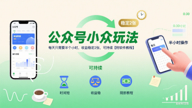 mp31401期-公众号小众玩法，每天只需要半个小时，收益稳定2张，可持续【附软件教程】