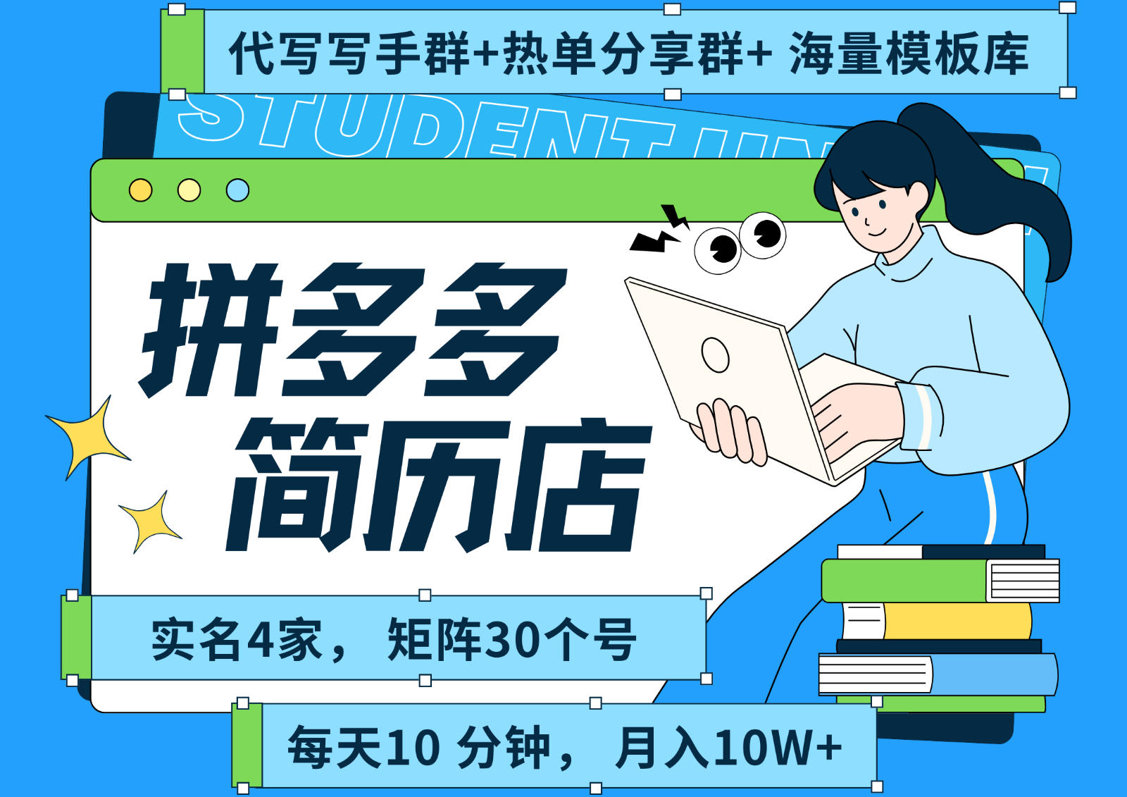 fy16259期-拼多多电商 拼多多 虚拟资料 简历 海报代写 全SOP流程 毫无保留分享（含后端资料）