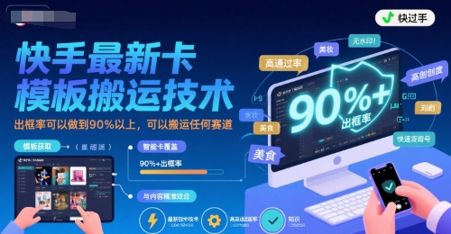 mp31507期-快手最新卡模板搬运技术，出框率可以做到90%以上，可以搬运任何赛道