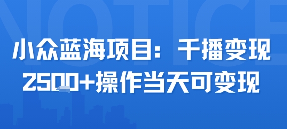 mp31516期-小众蓝海项目，千播变现2.5k+操作当天可变现