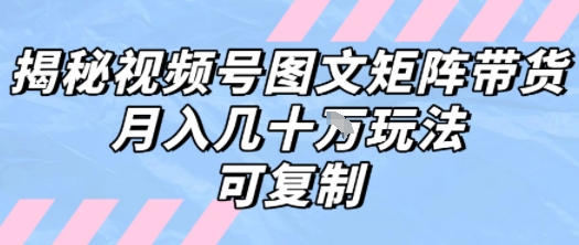 mp31517期-解密视频号图文矩阵带货，月入几个W的打法，可复制