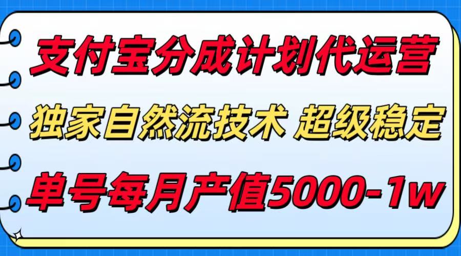 fy16306期-支付宝分成计划代运营，独家自然流技术，收益稳定，单号月产5000＋