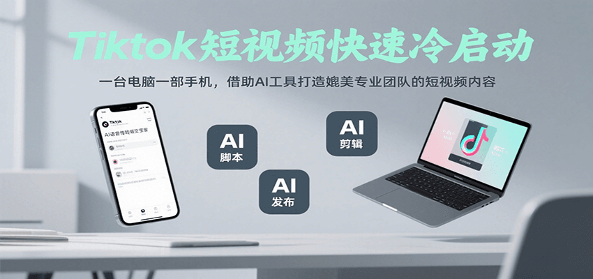 fy16433期-Tiktok短视频快速冷启动，一台电脑一部手机，借助AI工具打造媲美专业团队的短视频内容