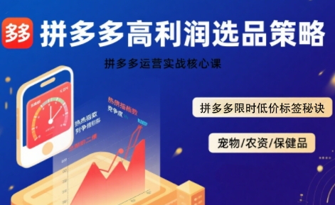 mp32045期-拼多多选品暴利技术实战课，拼多多高利润选品策略，拼多多限时低价标签秘诀