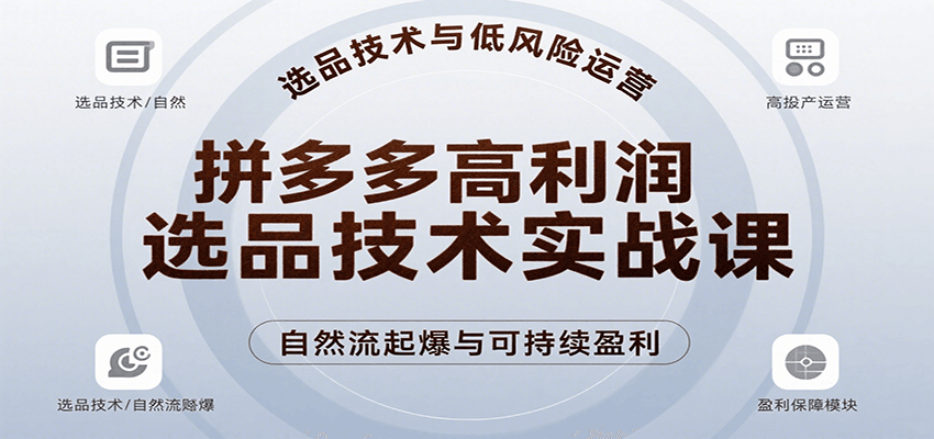 fy16515期-拼多多高利润选品技术实战课，手把手教学自然流高投产起爆，实现低风险可持续盈利