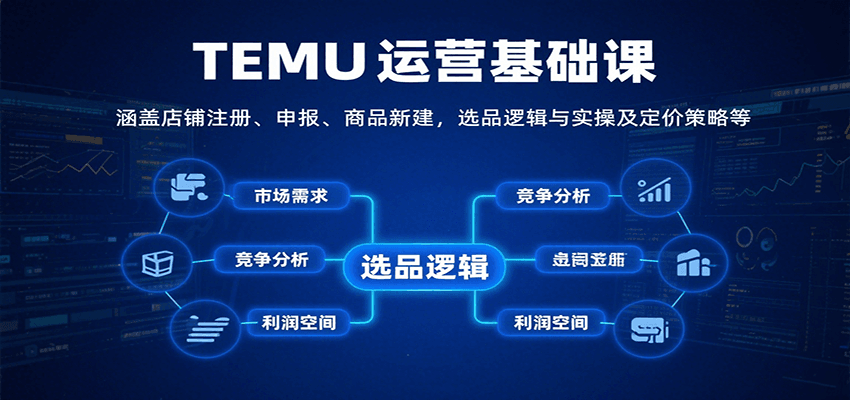 fy16856期-TEMU运营基础课：涵盖店铺注册、申报、商品新建，选品逻辑与实操及定价策略等