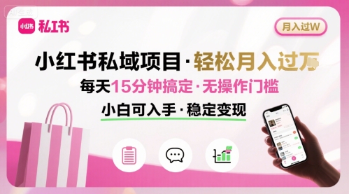 mp33100期-小红书私域项目 月入过W非常轻松 每天15分钟即可搞定，无任何操作门槛，小白可入手