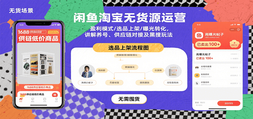 fy16933期-闲鱼淘宝无货源运营：盈利模式/选品上架/曝光转化，讲解养号、供应链对接及黑搜玩法