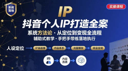 mp33198期-抖音个人IP系统落地实操大课，实操课程，辅助落地